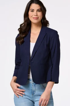 Navy Linen Blazer