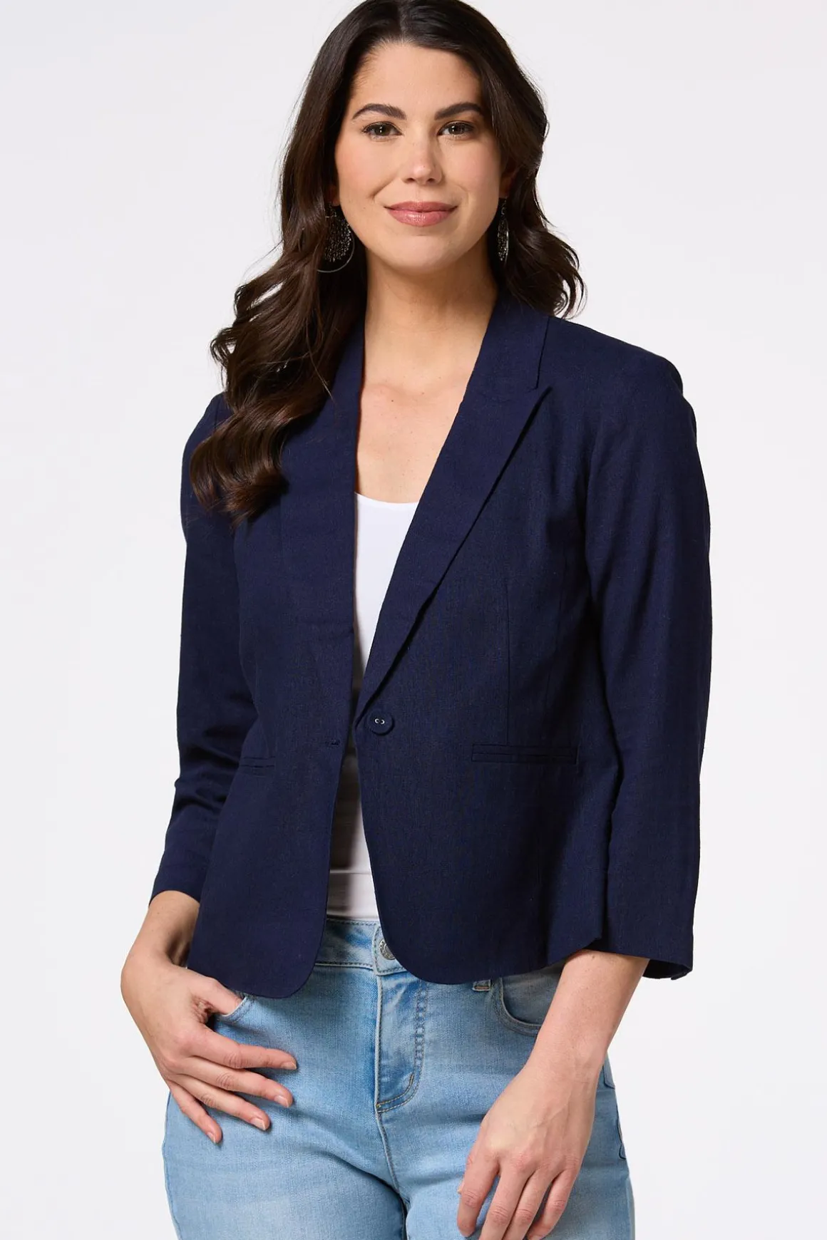 Navy Linen Blazer
