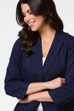 Navy Linen Blazer