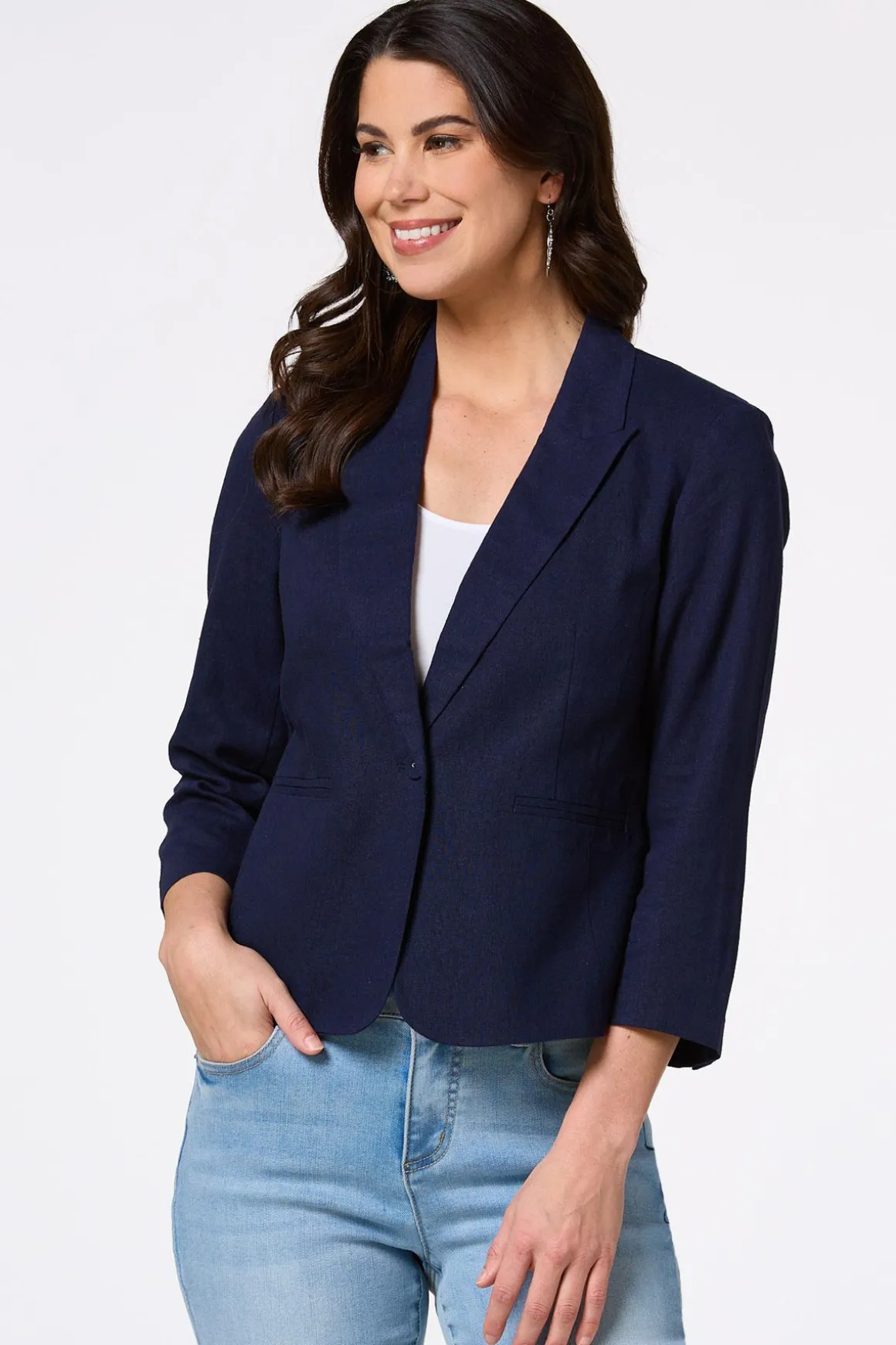 Navy Linen Blazer