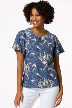 Navy Palm Top