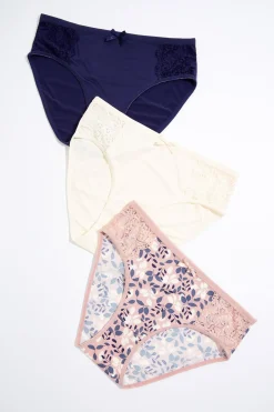 Navy Print Ivory Panty Set