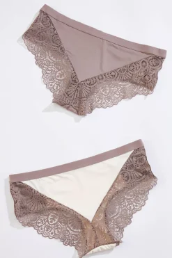 Neutral Lace Hipster Panty Set