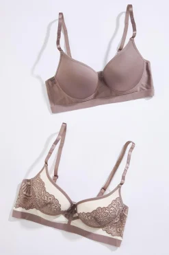 Neutral Lace Push- Up Bra Set