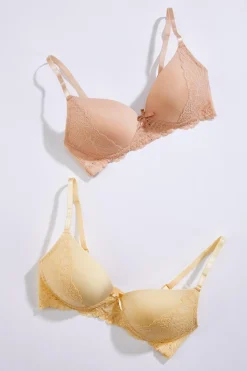 Neutral Lace Wire- Free Bra Set