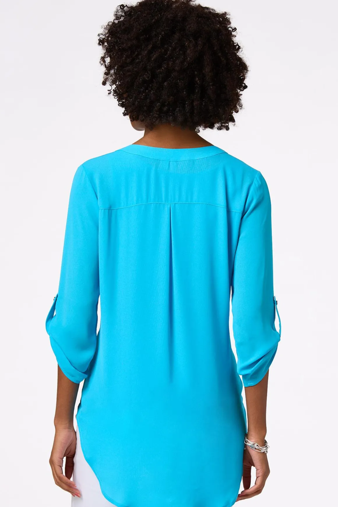 Notched V- Neck Top