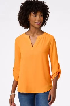 Notched V- Neck Top