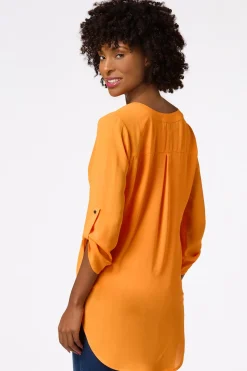 Notched V- Neck Top