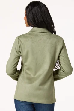 Olive Faux Suede Blazer