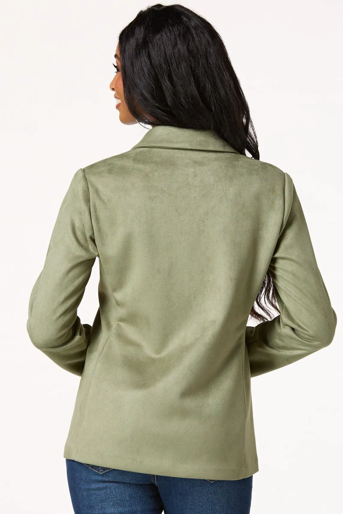 Olive Faux Suede Blazer
