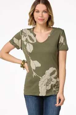 Olive Floral Top