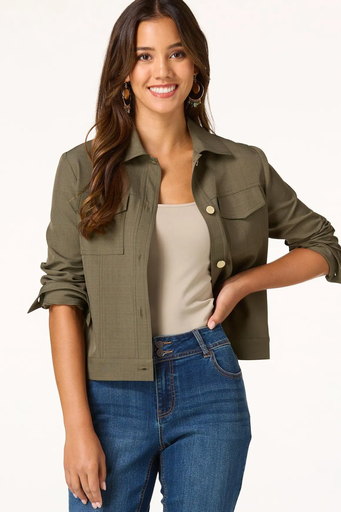 Olive Front Pocket Jacket