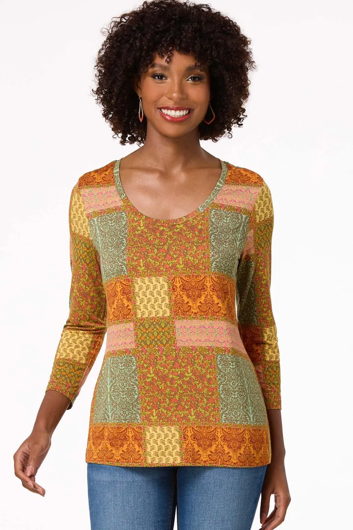 Olive Patchwork Top