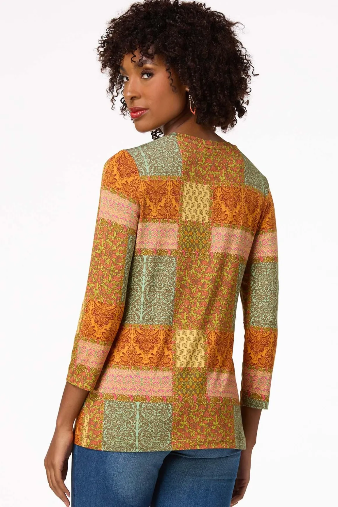 Olive Patchwork Top