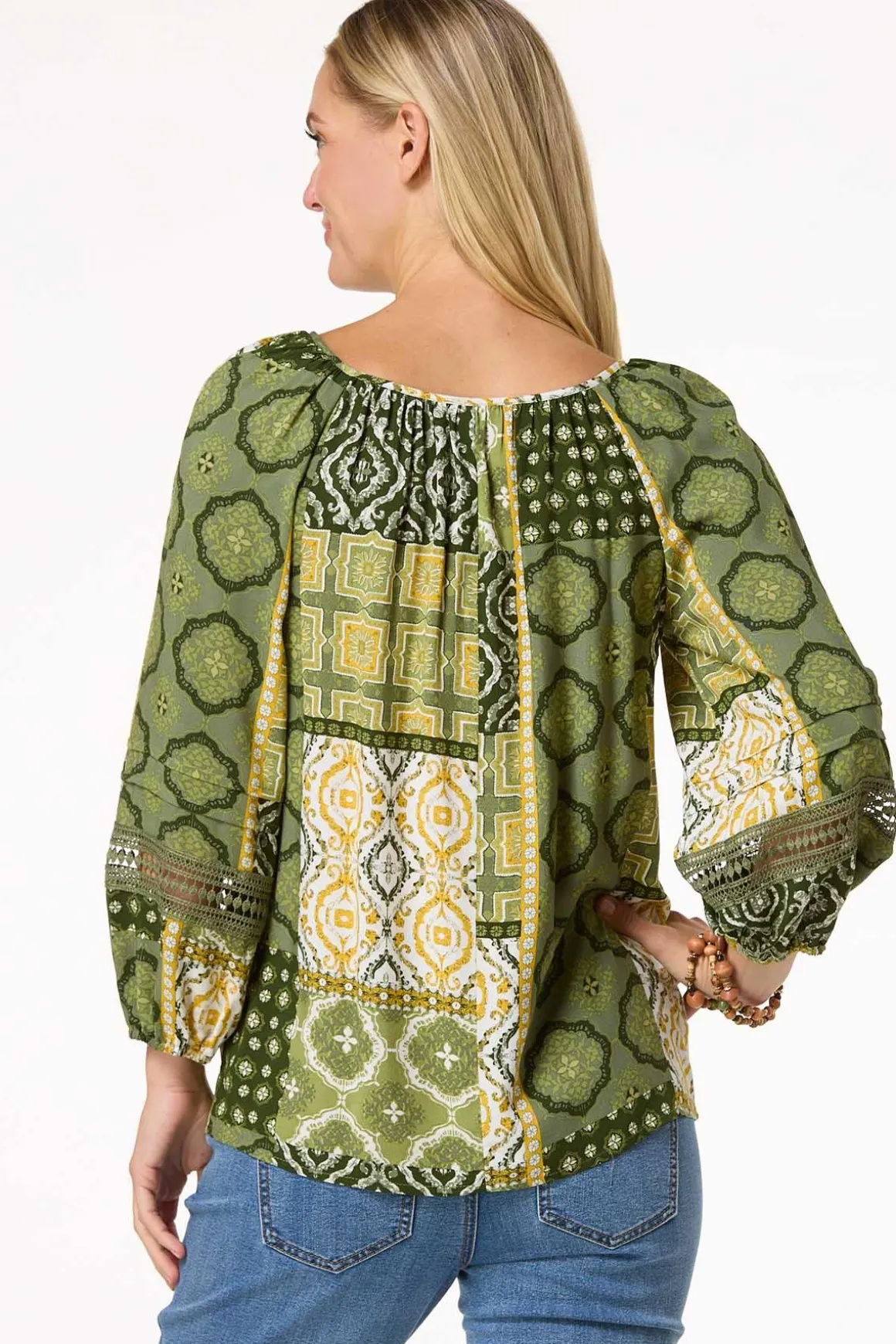 Olive Patchwork Top