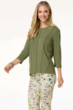 Olive Seamed Top