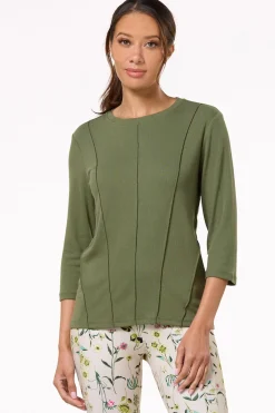 Olive Seamed Top