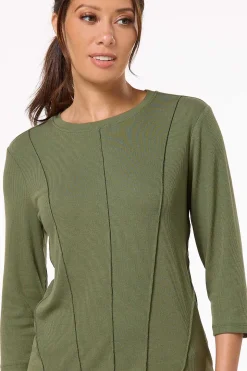 Olive Seamed Top