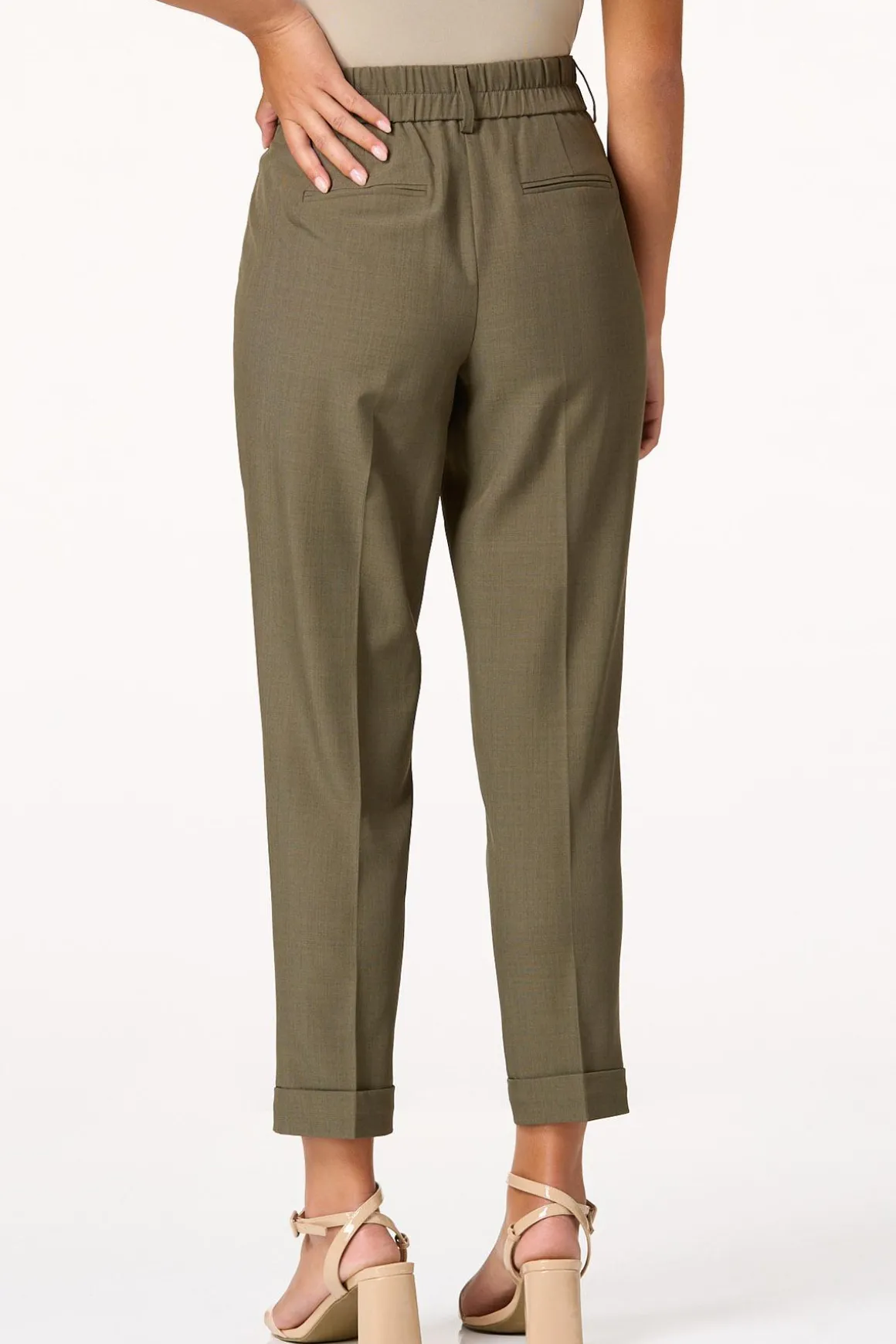 Olive Slim Cuffed Pants