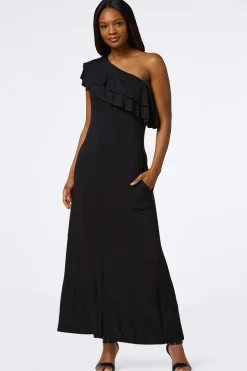 One Shoulder Ruffled Maxi Dress