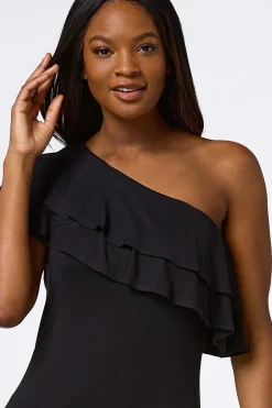 One Shoulder Ruffled Maxi Dress
