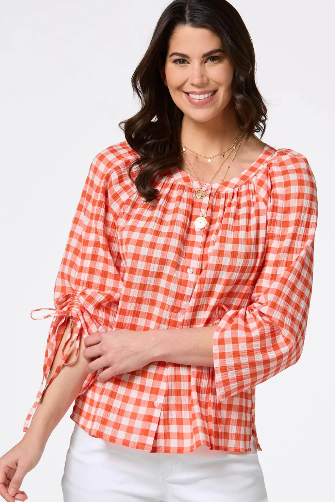 Orange Check Top
