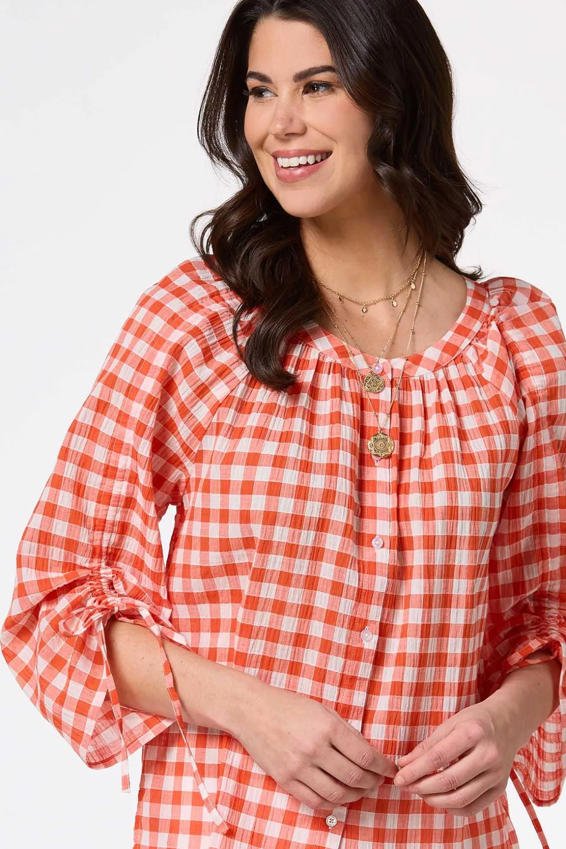 Orange Check Top