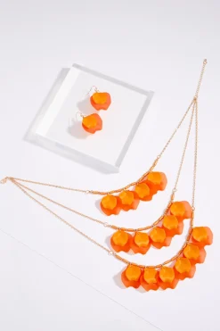 Orange Petal Necklace Set