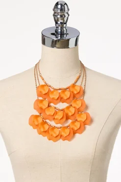 Orange Petal Necklace Set