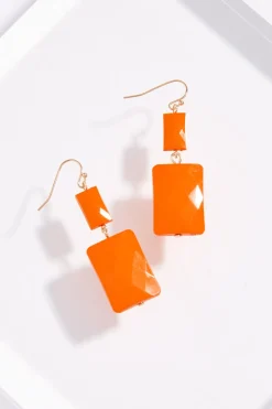 Orange Square Layered Necklace Set
