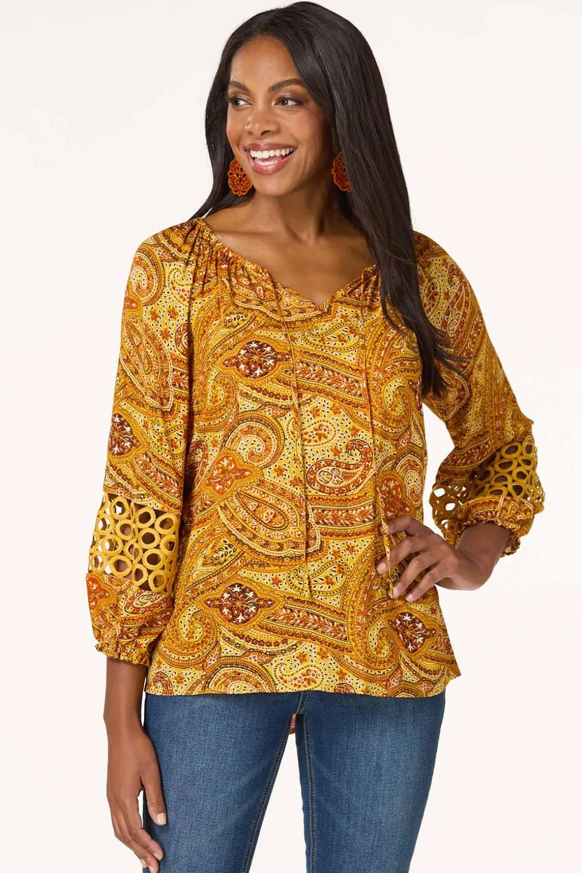 Paisley Crochet Trim Top