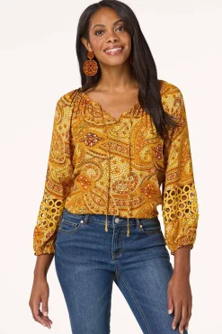 Paisley Crochet Trim Top