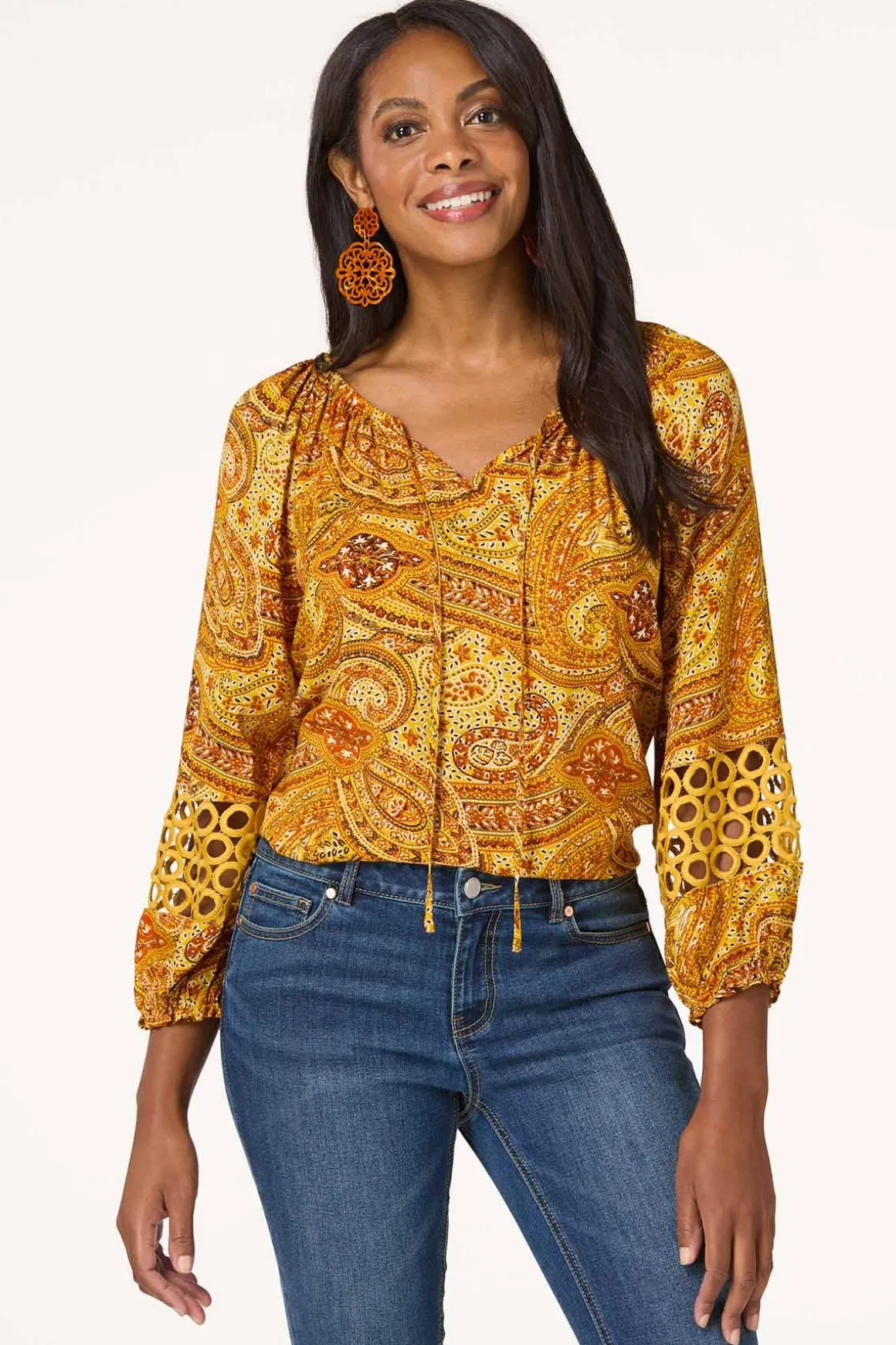 Paisley Crochet Trim Top