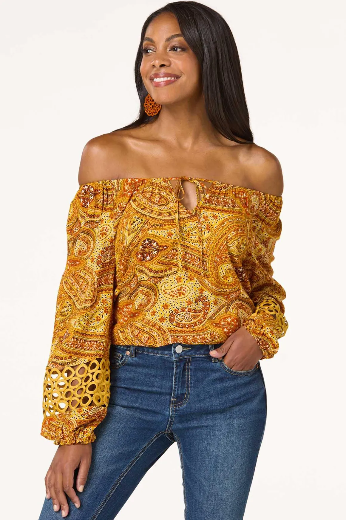 Paisley Crochet Trim Top