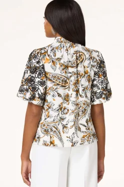 Paisley Floral Embroidered Sleeve Top