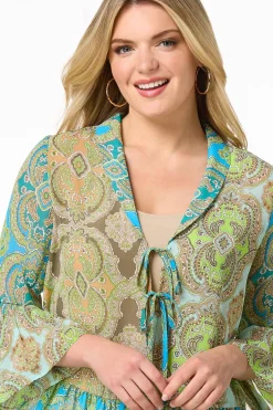 Paisley Ruffled Trim Cardigan
