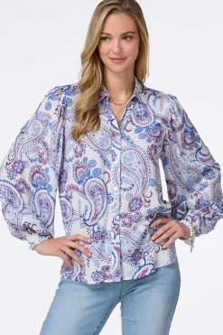 Paisley Smocked Cuff Shirt