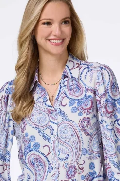 Paisley Smocked Cuff Shirt