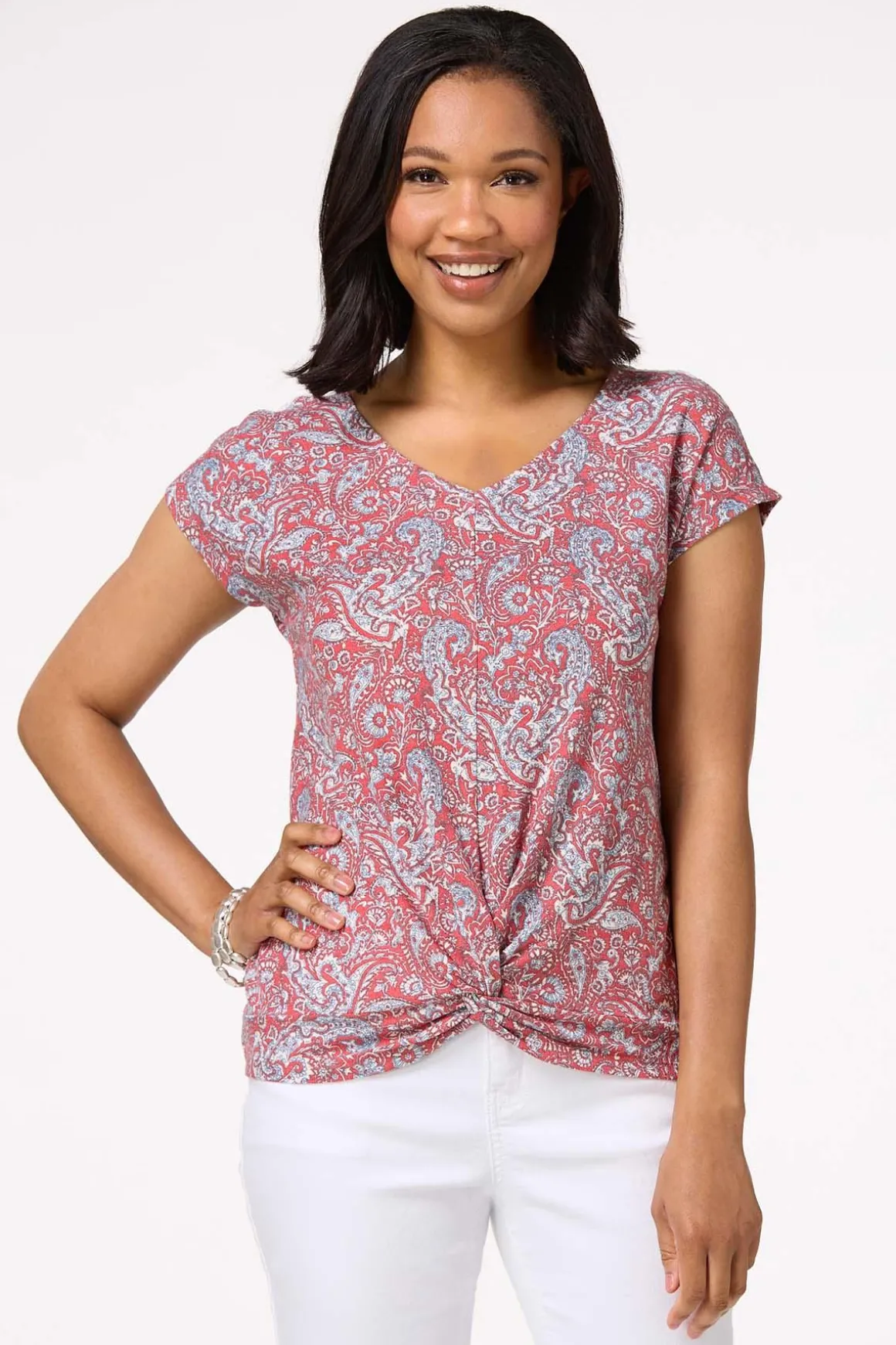 Paisley Twisted Hem Top