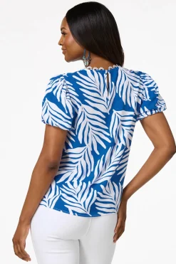 Palm Leaf Bubble Sleeve Top