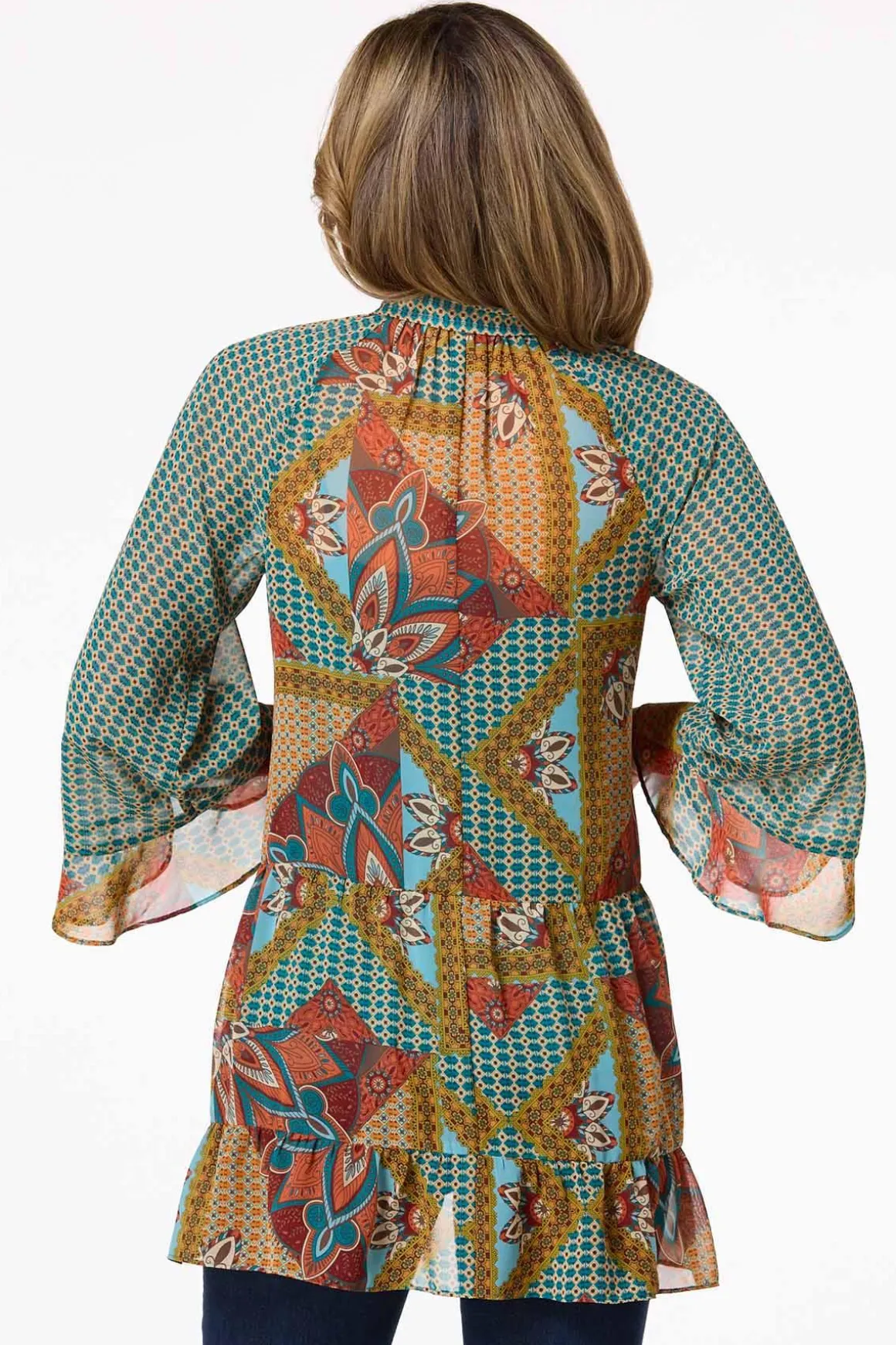 Patchwork Flounced Trim Shirt