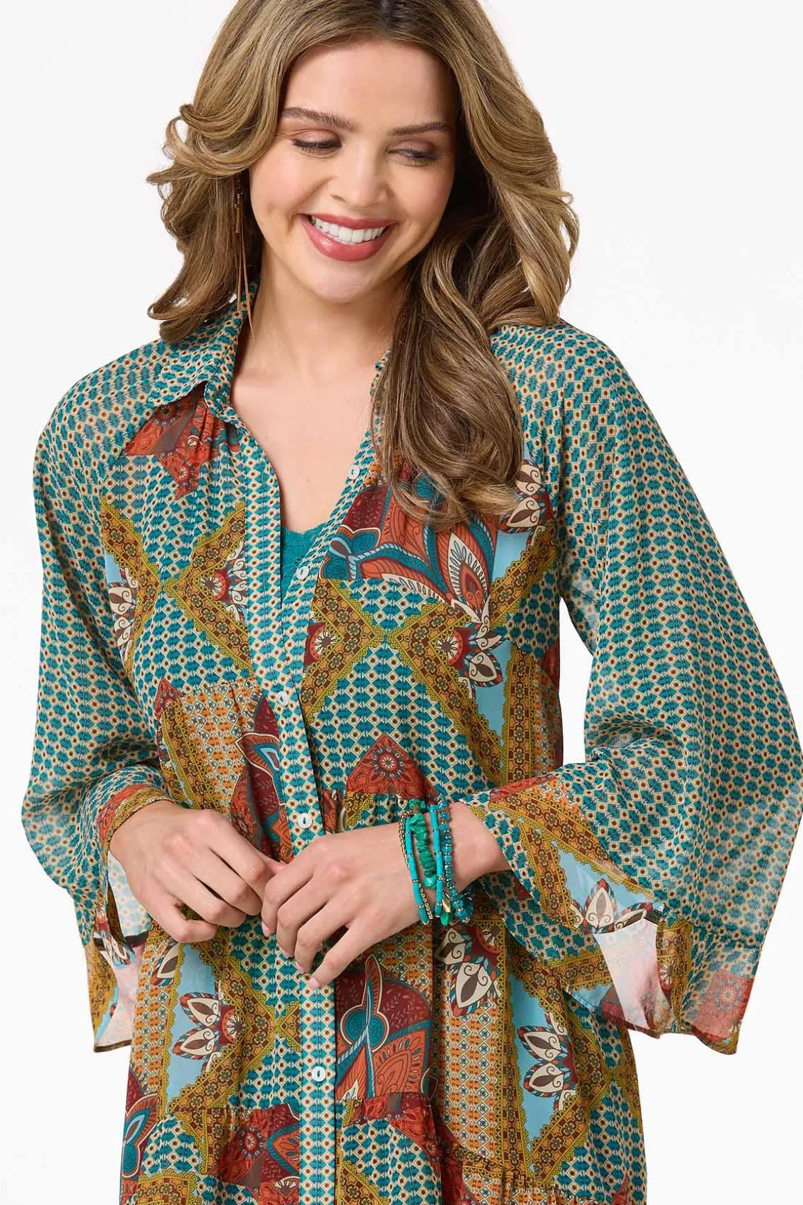 Patchwork Flounced Trim Shirt