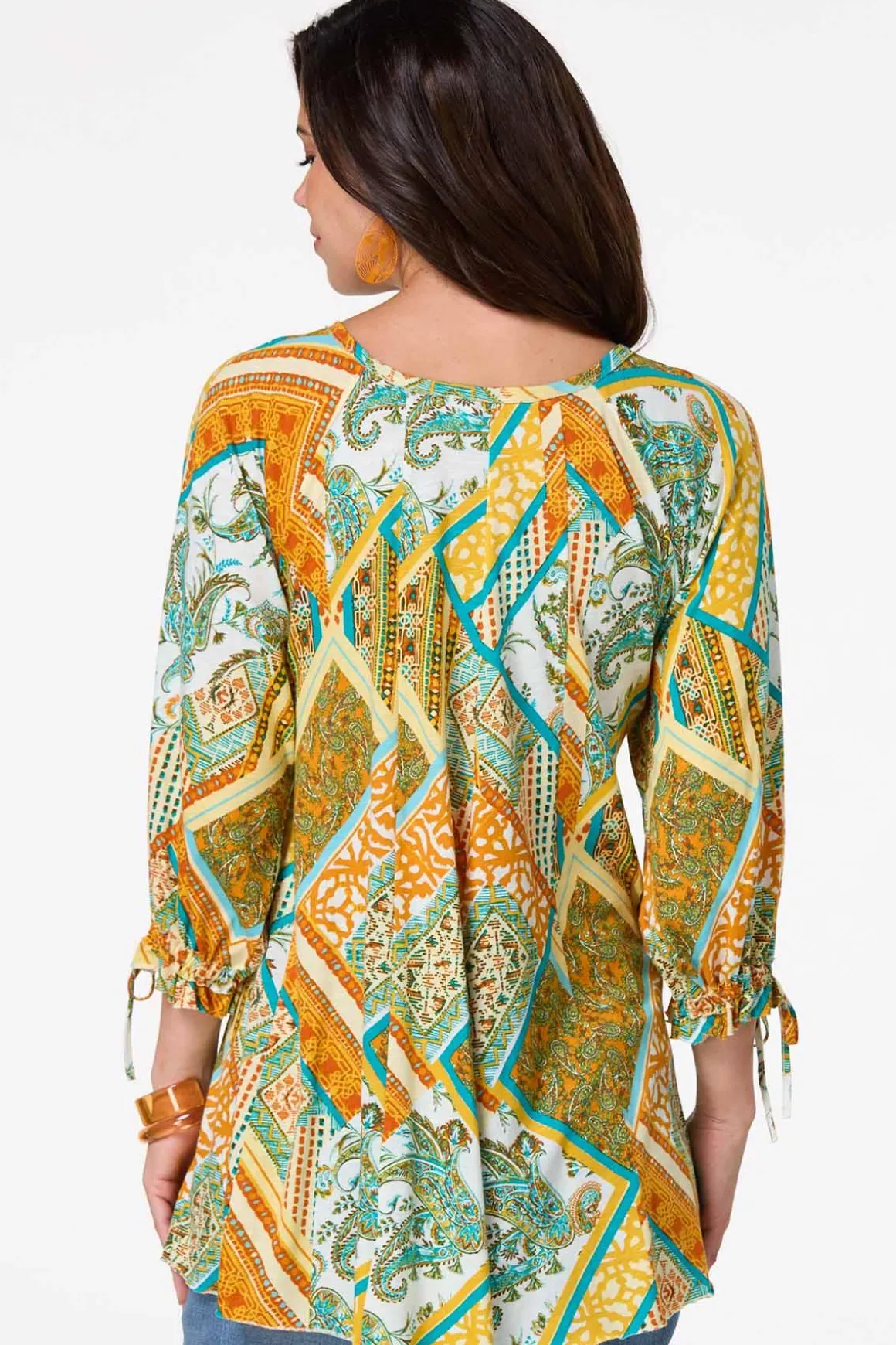 Patchwork Tie Sleeve Top