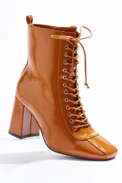 Patent Lace Up Ankle Boots