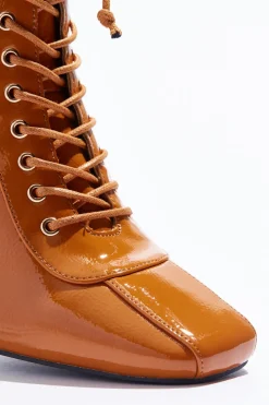 Patent Lace Up Ankle Boots