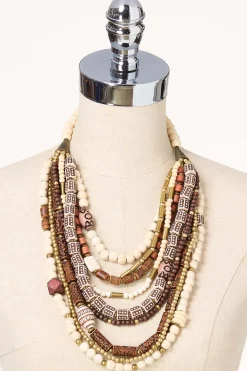 Pattern Wood Layered Necklace