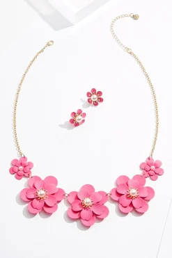 Pearl Center Flower Necklace Set