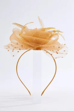 Pearl Feather Polka Dot Fascinator