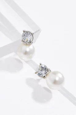 Pearl Stone Button Earrings