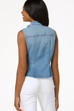 Peplum Faded Denim Vest